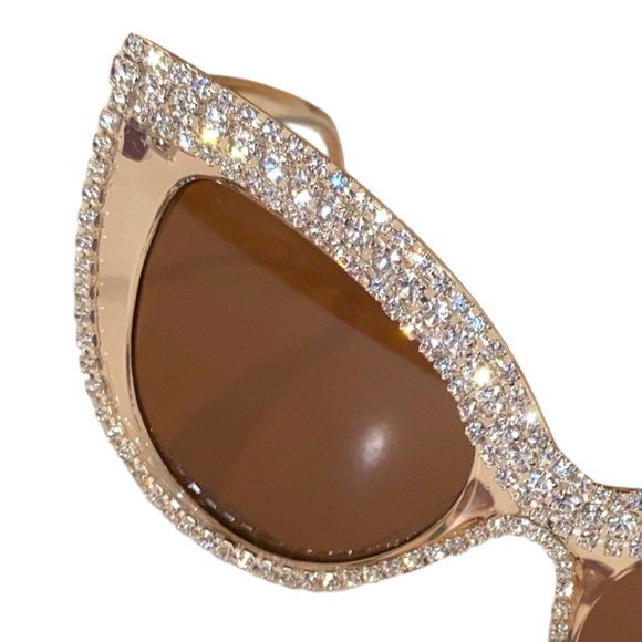 Rhinestone Bling Cat Eye Sunglasses in Champaign Brand New - Picture 5 of 12